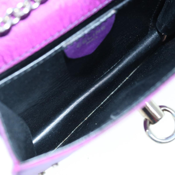CELINE Chain Pouch Satin Purple Auth 64134