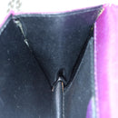 CELINE Chain Pouch Satin Purple Auth 64134-19