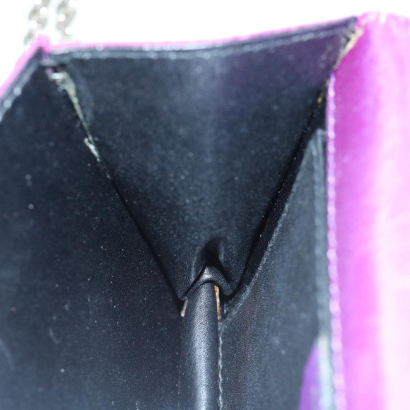 CELINE Chain Pouch Satin Purple Auth 64134