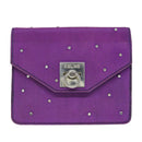CELINE Chain Pouch Satin Purple Auth 64134-13
