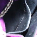 CELINE Chain Pouch Satin Purple Auth 64134-21