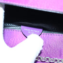 CELINE Chain Pouch Satin Purple Auth 64134-12