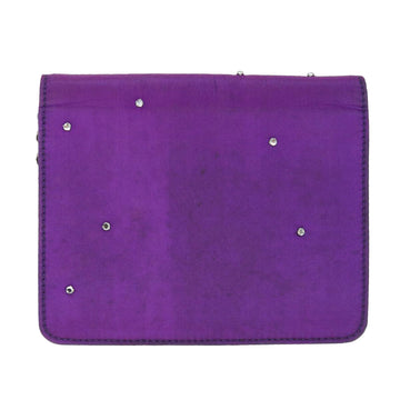 CELINE Chain Pouch Satin Purple Auth 64134 - 0