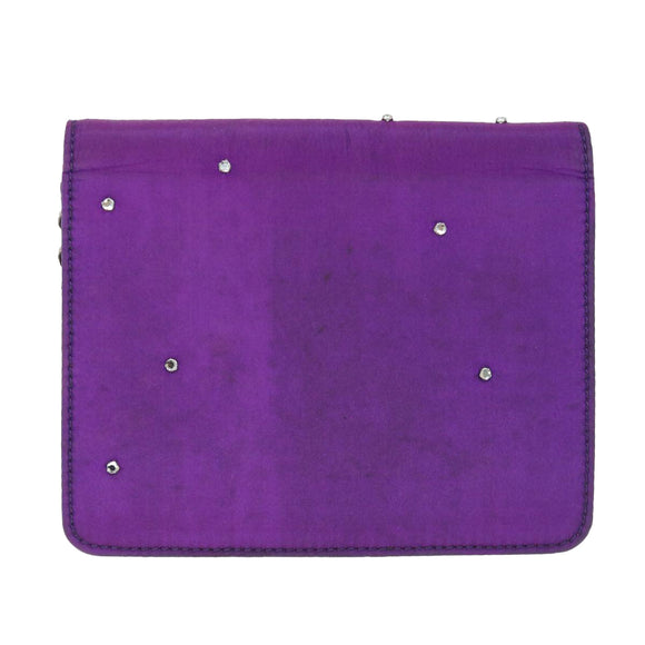 CELINE Chain Pouch Satin Lila Auth 64134