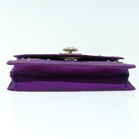 CELINE Chain Pouch Satin Purple Auth 64134