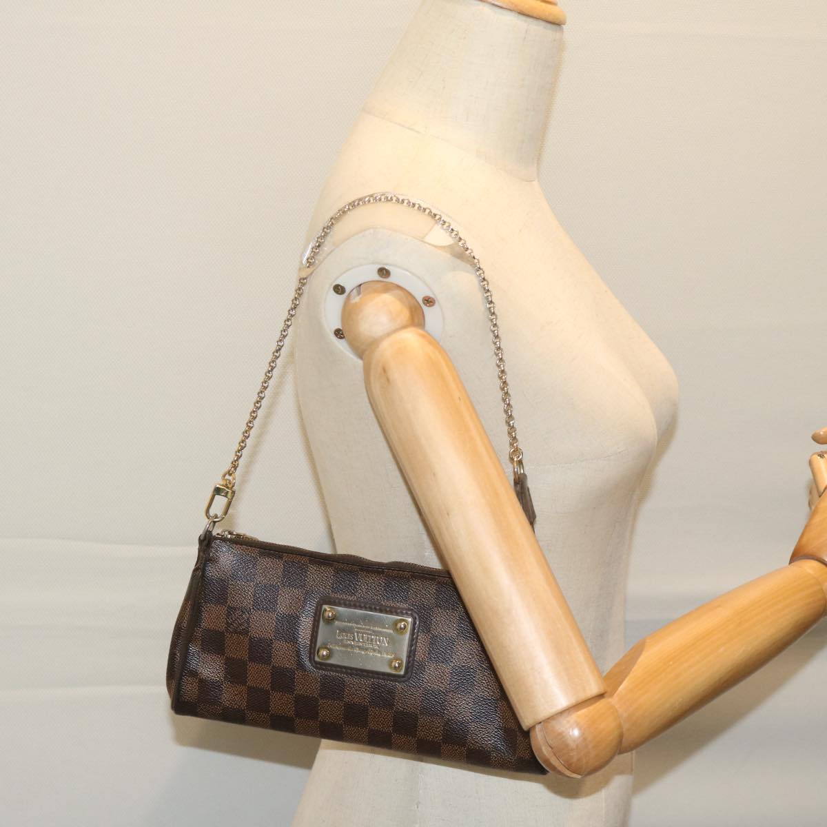 LOUIS VUITTON Damier Ebene Eva Shoulder Bag 2way N55213 LV Auth 64157