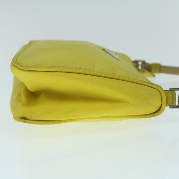 PRADA Accessory Pouch Nylon Yellow Auth 64205