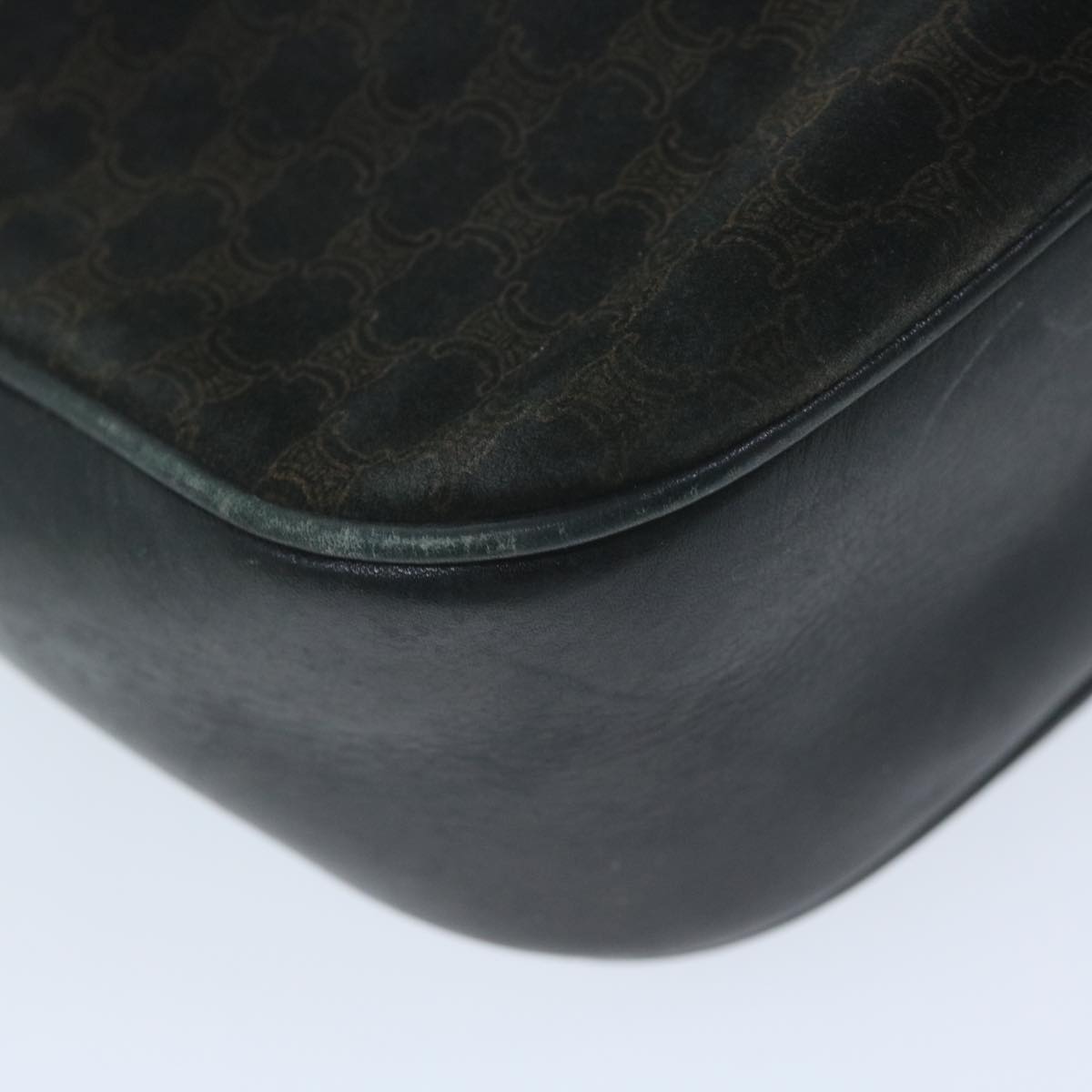 CELINE Macadam Canvas Shoulder Bag Black Brown Auth 64224