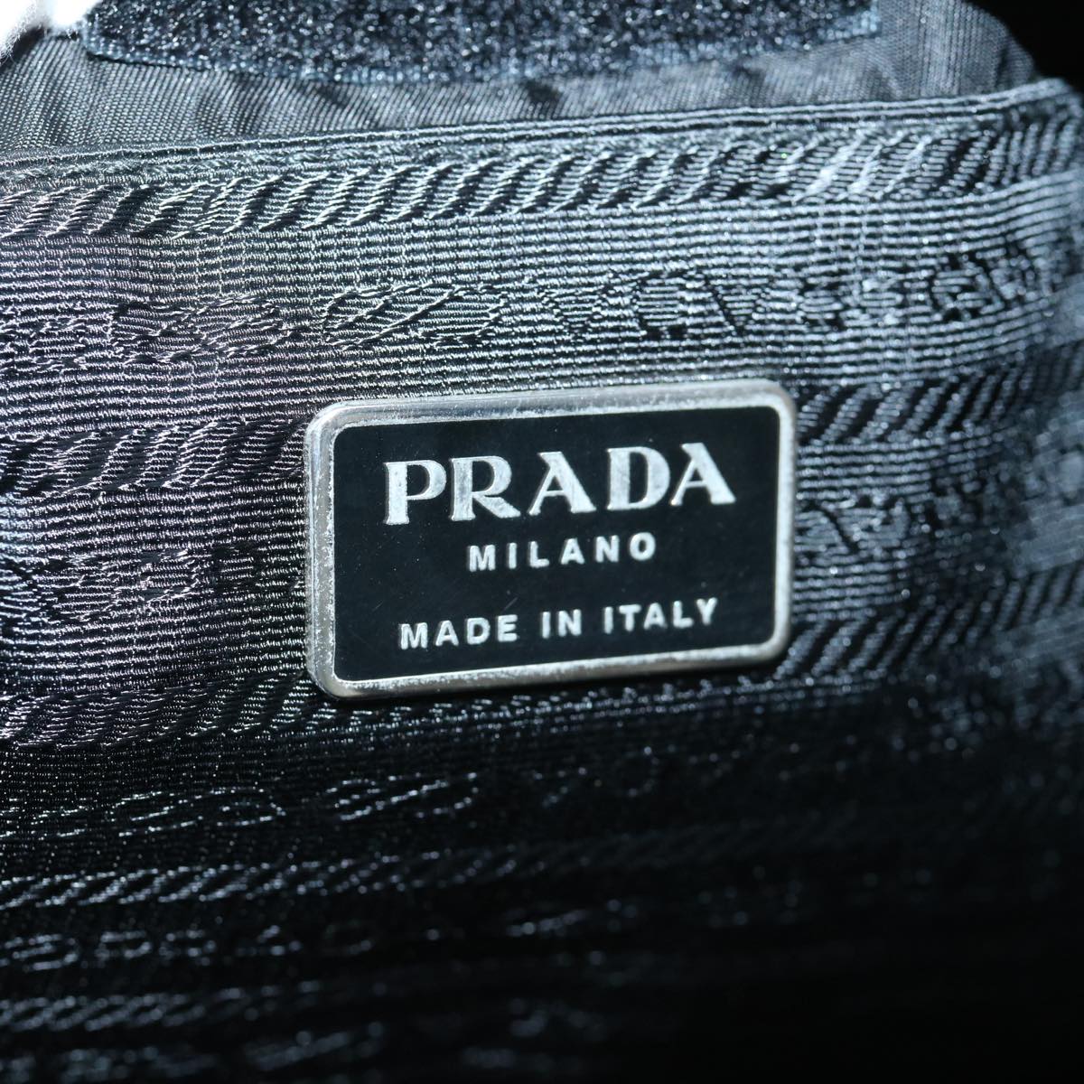 PRADA Tote Bag Nylon Black Auth 64276