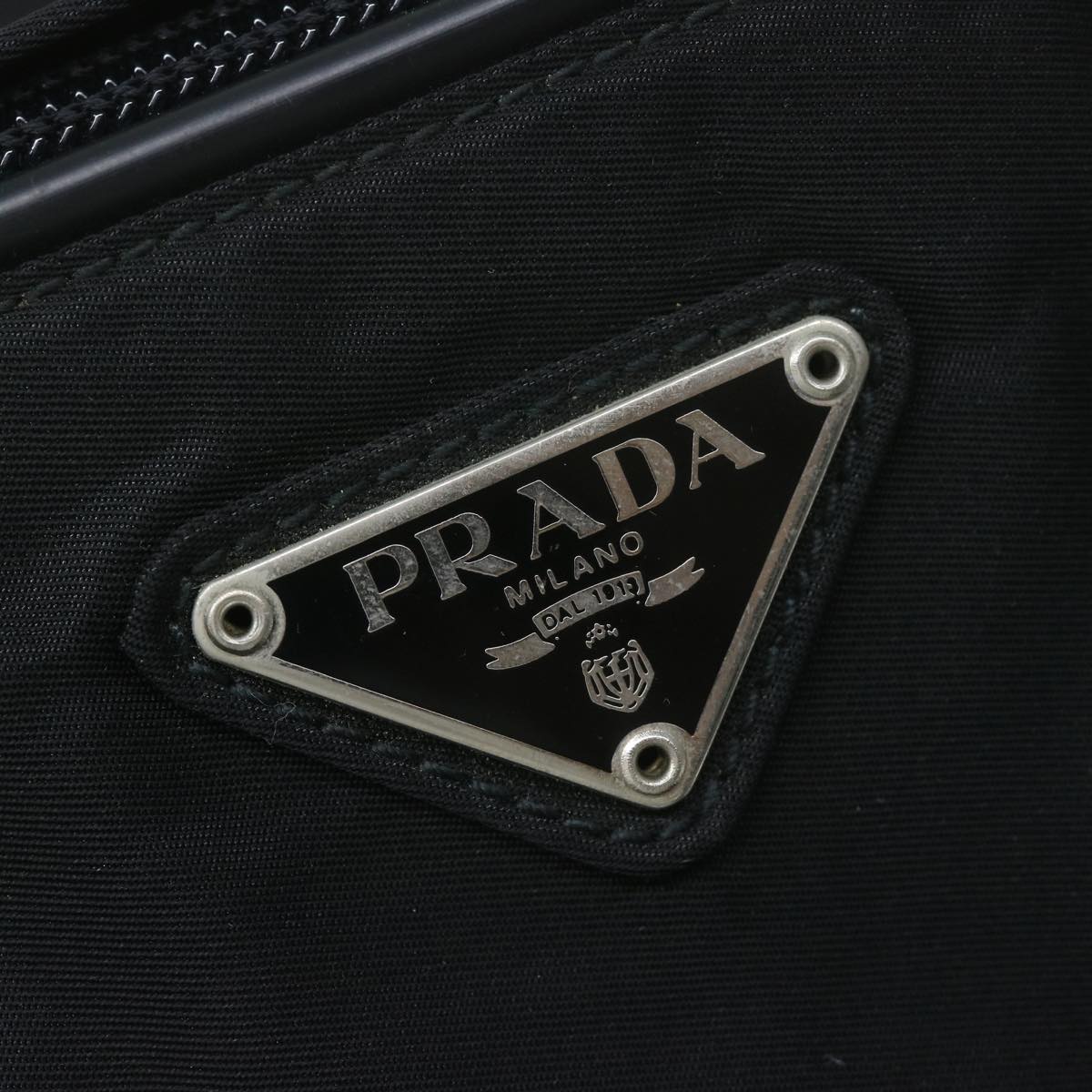 PRADA Hand Bag Nylon Black Auth 64366