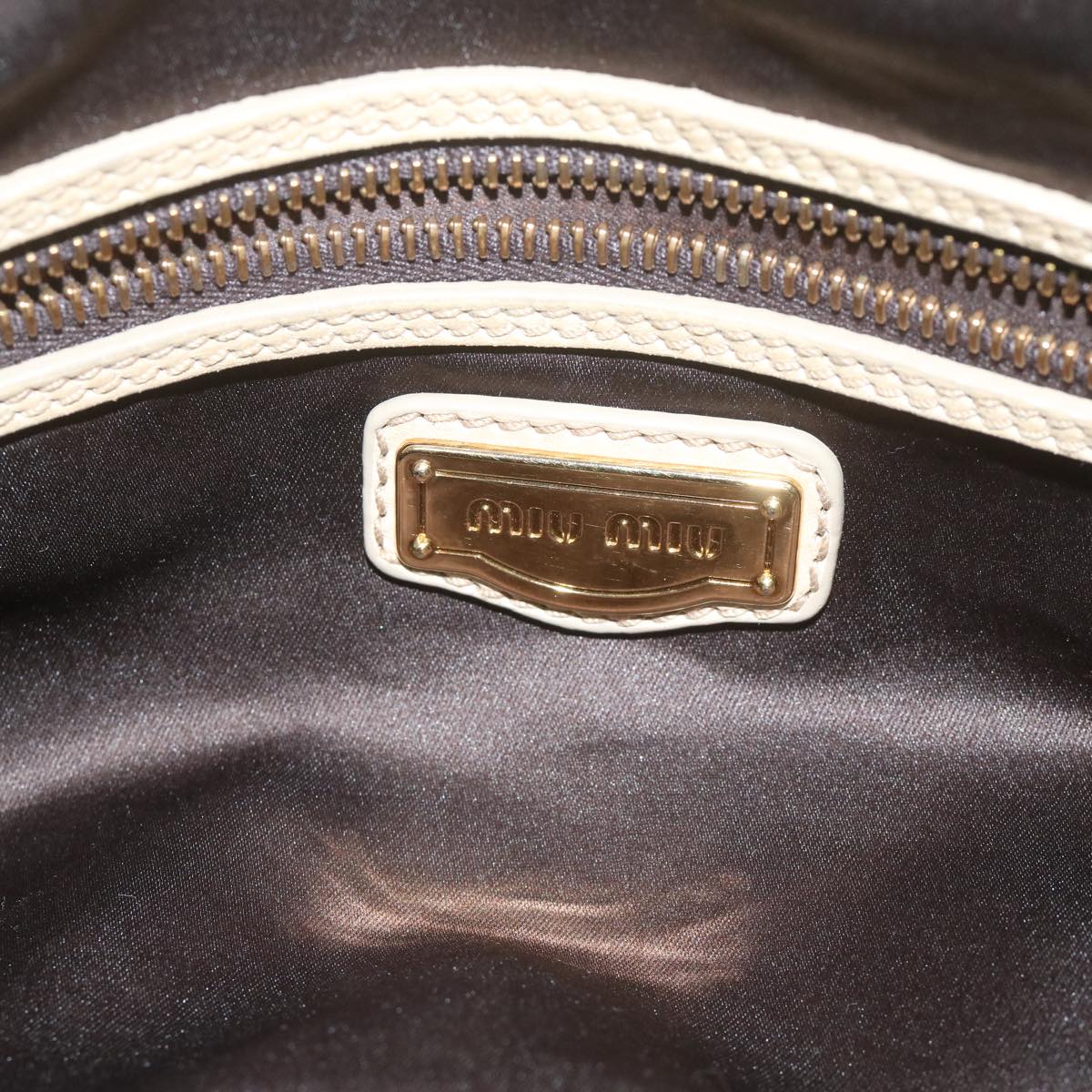 Miu Miu Hand Bag Leather Beige Auth 64367