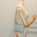 GUCCI Sherry Line Shoulder Bag Canvas Beige Light Blue 005 0814 Auth 64388-22