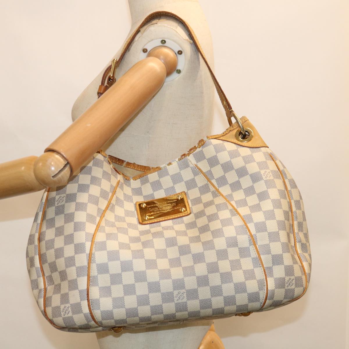 LOUIS VUITTON Damier Azur Galliera PM Shoulder Bag N55215 LV Auth 64439