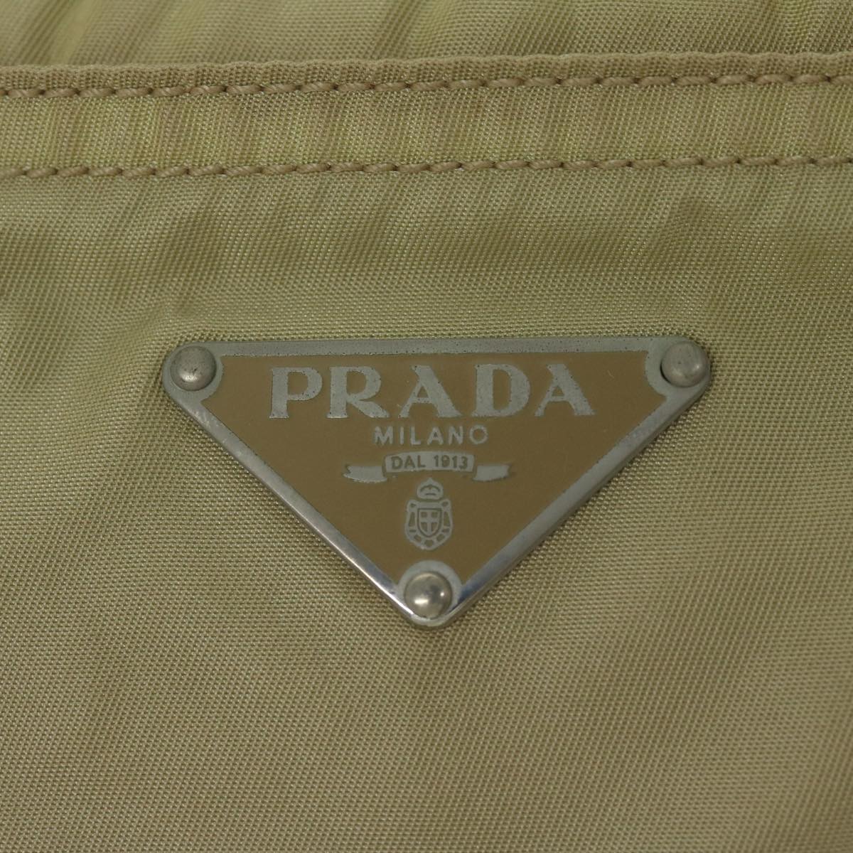 PRADA Shoulder Bag Nylon Beige Auth 64456