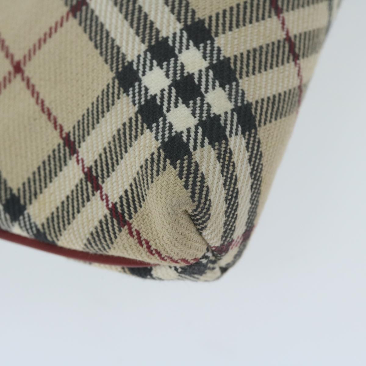 BURBERRY Nova Check Blue Label Accessory Pouch Canvas Beige Auth 64526