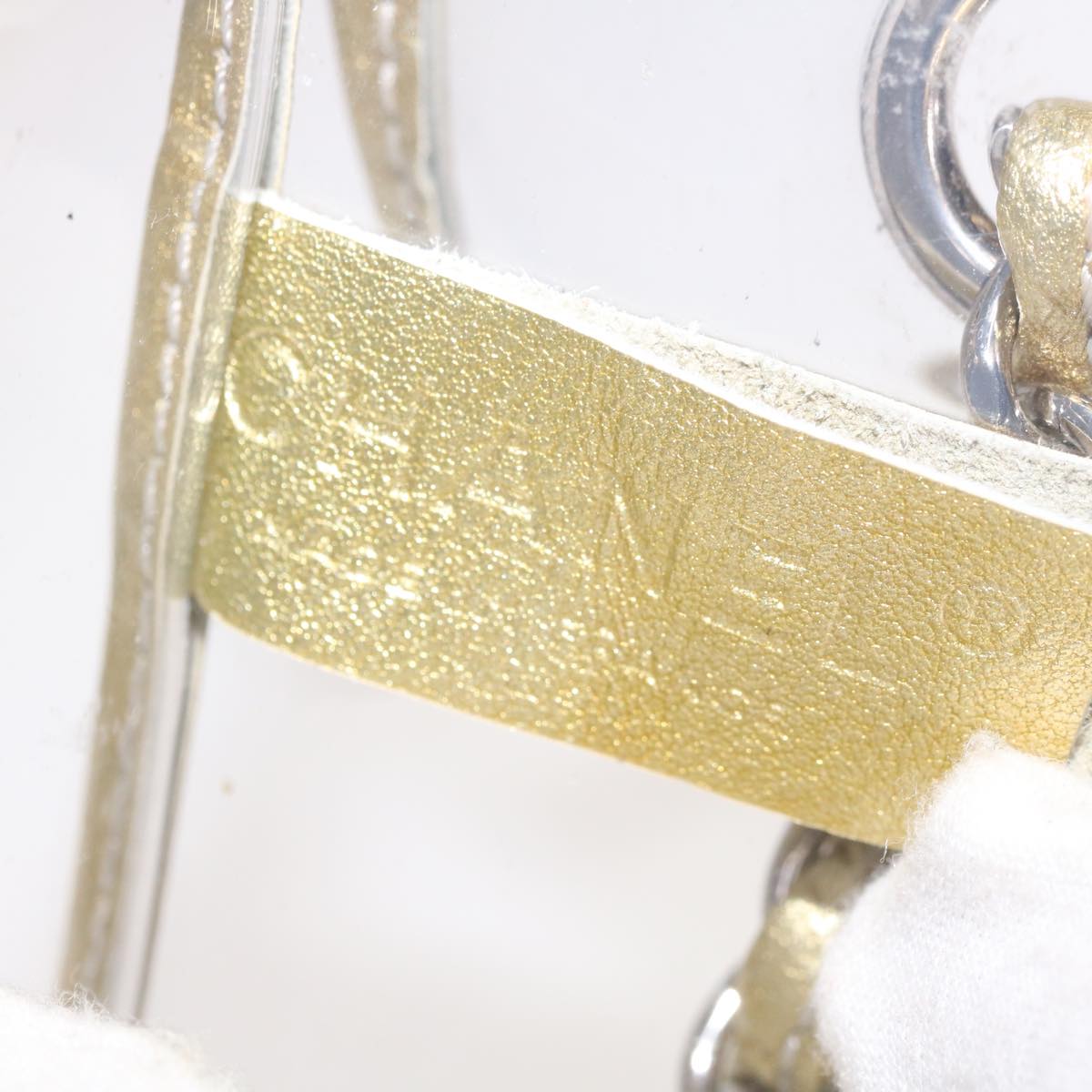 CHANEL Chain Shoulder Bag Vinyl Gold Clear CC Auth 64551A