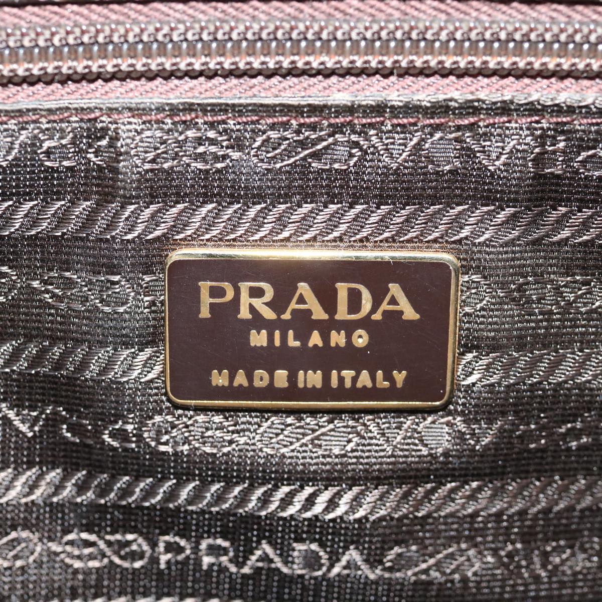 PRADA Hand Bag Nylon Leather Brown Auth 64636