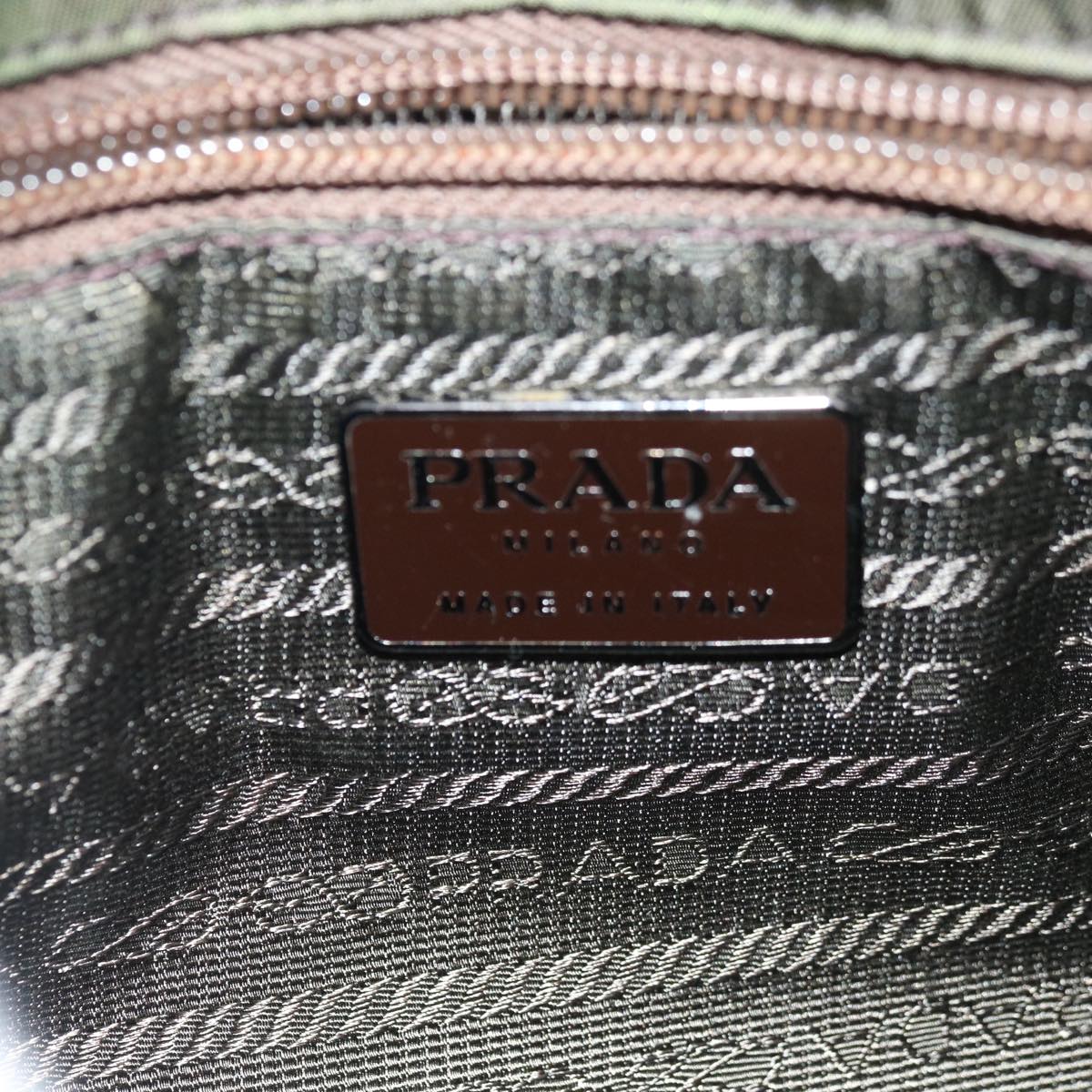 PRADA Shoulder Bag Nylon Khaki Auth 64645