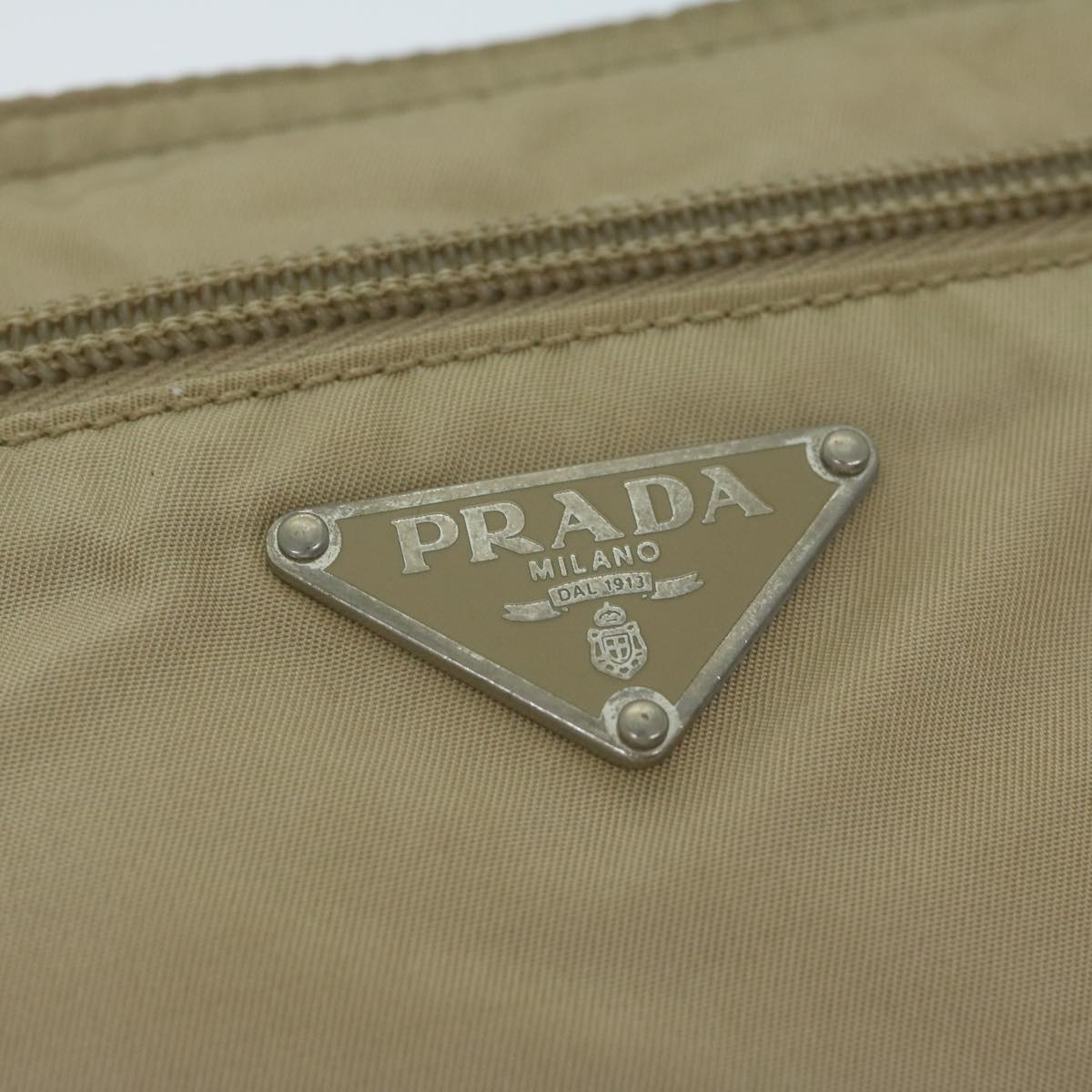 PRADA Shoulder Bag Nylon Beige Auth 64646