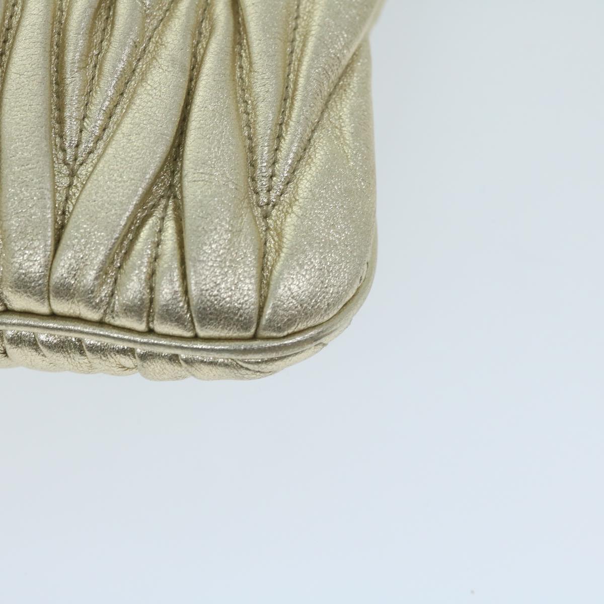 Miu Miu Chain Shoulder Bag Leather Gold Auth 64708