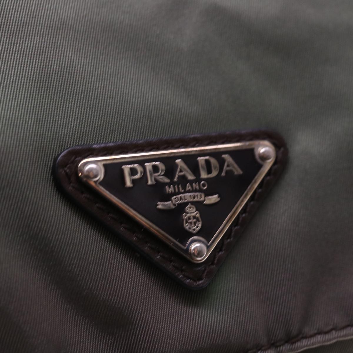 PRADA Shoulder Bag Nylon Khaki Auth 64758