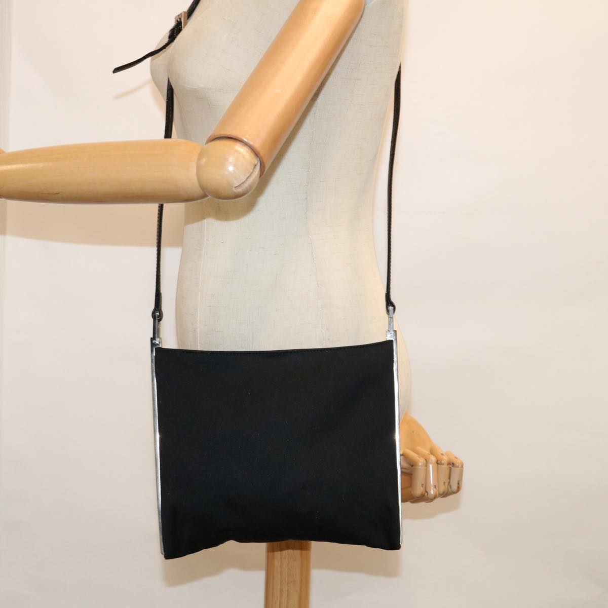 FENDI Shoulder Bag Nylon Black Auth 64760