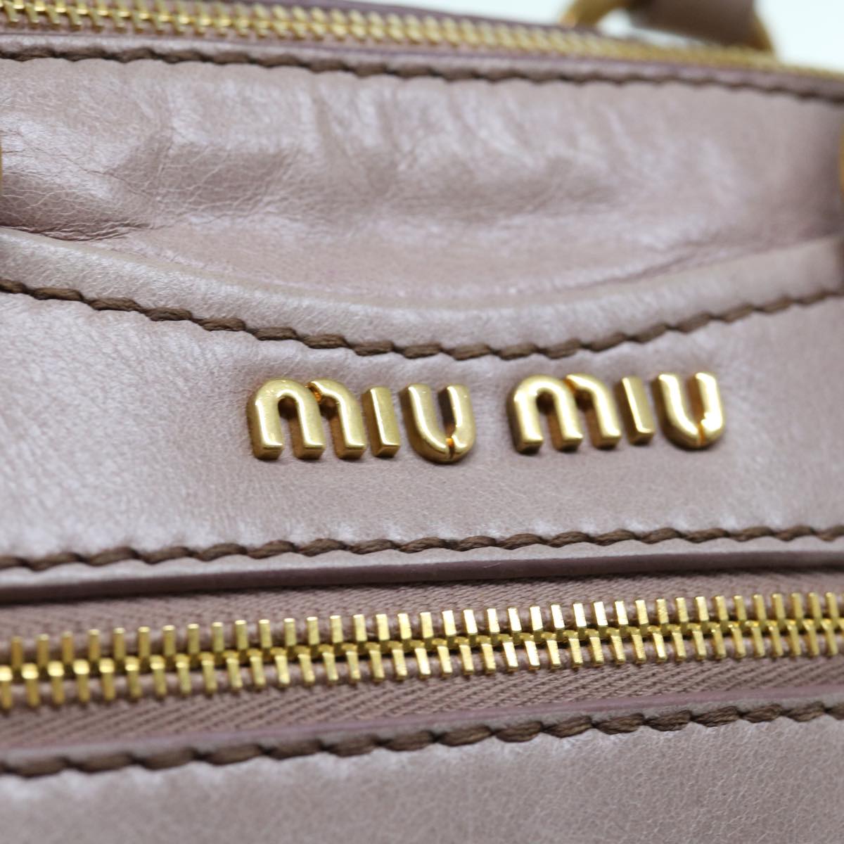 Miu Miu Hand Bag Leather 2way Pink Auth 64773