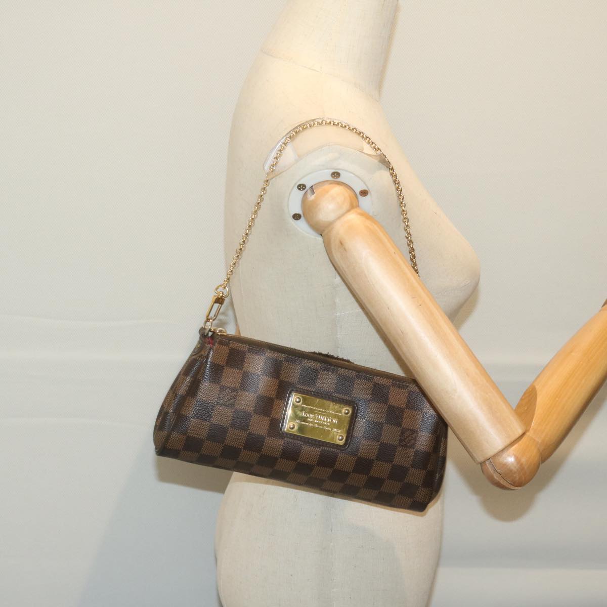 LOUIS VUITTON Damier Ebene Eva Shoulder Bag N55213 LV Auth 64788