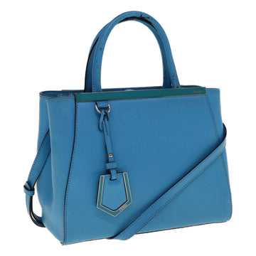 FENDI Petite To Jules Hand Bag Leather 2way Light Blue Auth 64810
