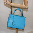 FENDI Petite To Jules Hand Bag Leather 2way Light Blue Auth 64810-27