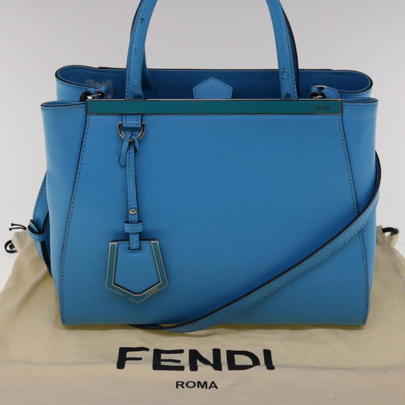 FENDI Petite To Jules Hand Bag Leather 2way Light Blue Auth 64810