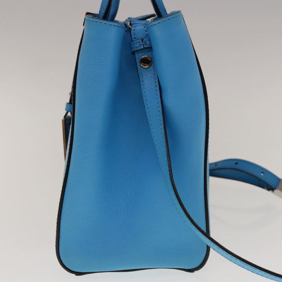 FENDI Petite To Jules Hand Bag Leather 2way Light Blue Auth 64810