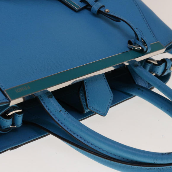 FENDI Petite To Jules Hand Bag Leather 2way Light Blue Auth 64810