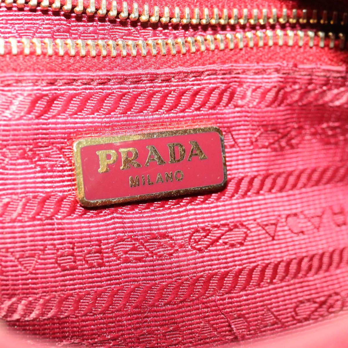 PRADA Accessory Pouch Leather Pink Auth 64815