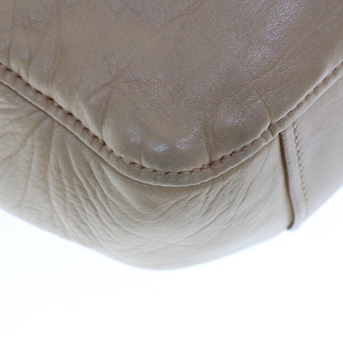 Miu Miu Hand Bag Leather Beige Auth 64848