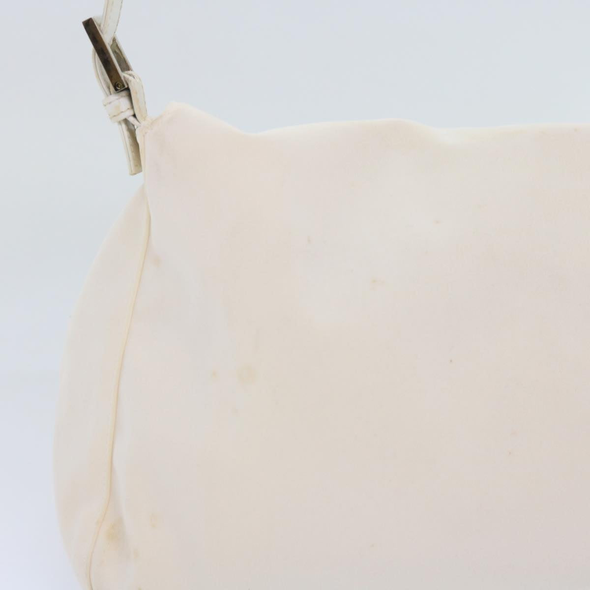 FENDI Mamma Baguette Shoulder Bag Nylon White Auth 64877