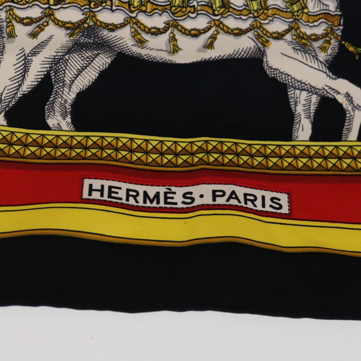 HERMES Carre 90 GRAND APPARAT Scarf Silk Navy Red Auth 64884