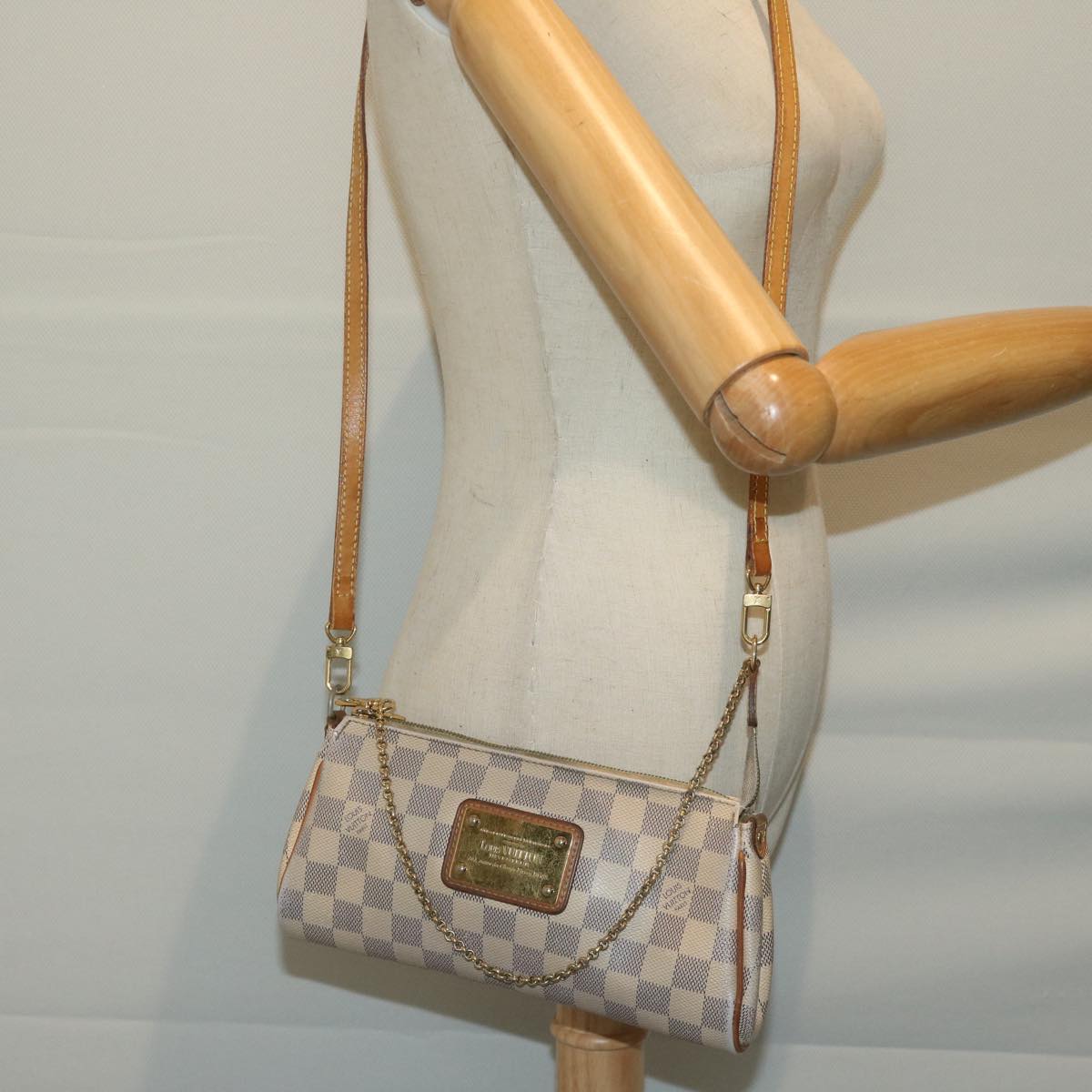 LOUIS VUITTON Damier Azur Eva Shoulder Bag 2way N55214 LV Auth 64896