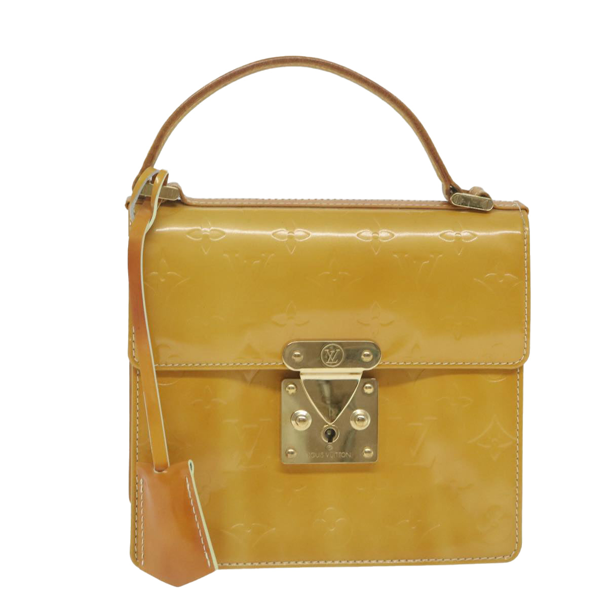LOUIS VUITTON Monogram Vernis Spring Street Bag Lime Yellow M91068 LV Auth 64925