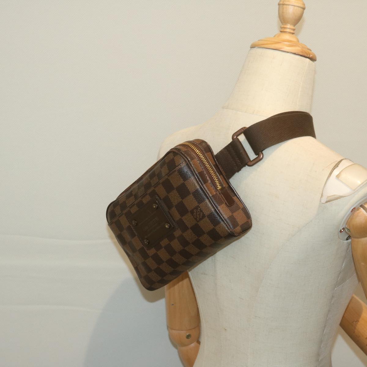 LOUIS VUITTON Damier Ebene Bum Bag Brooklyn Waist Pouch N41101 LV Auth 64929