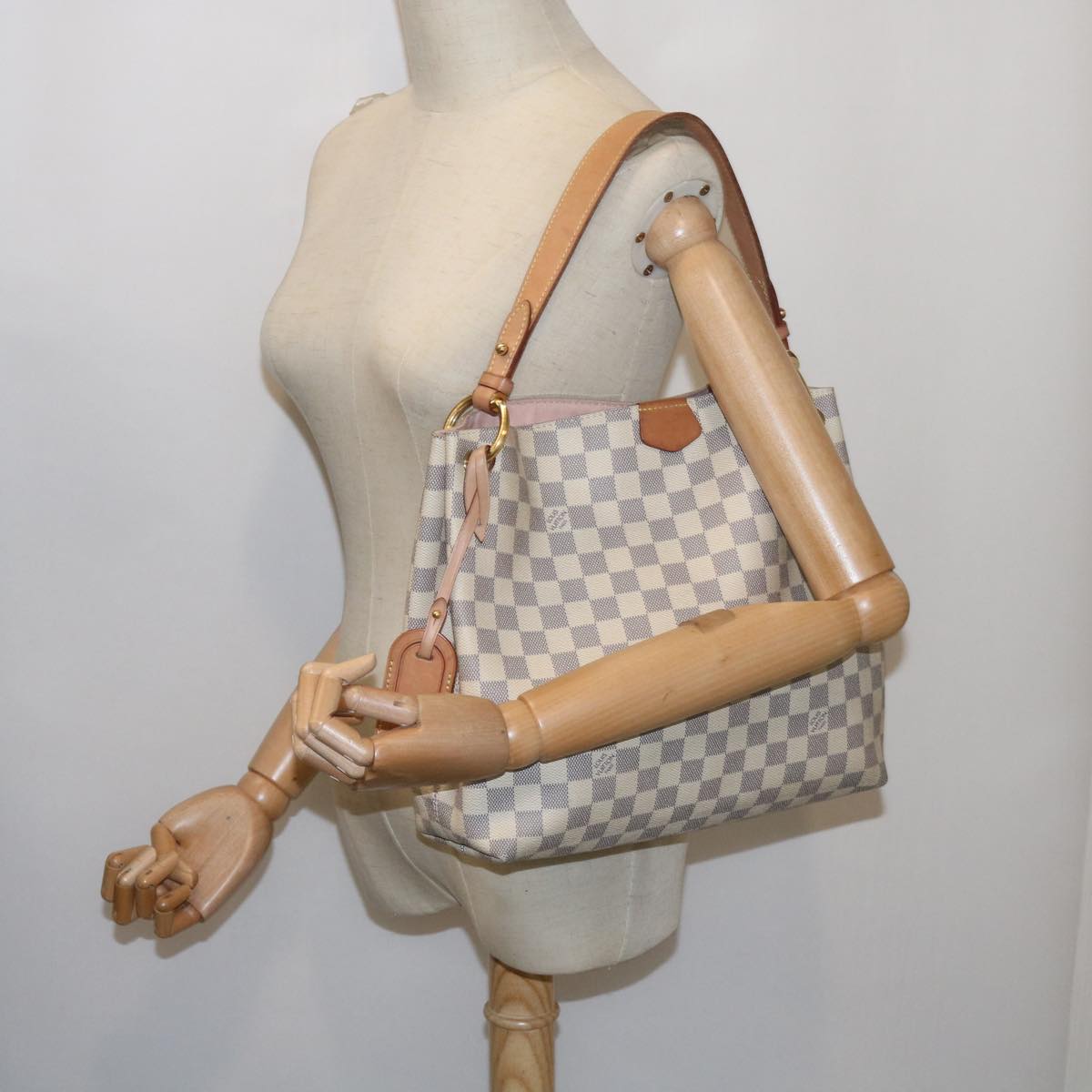 LOUIS VUITTON Damier Azur Graceful MM Shoulder Bag N42233 LV Auth 64995