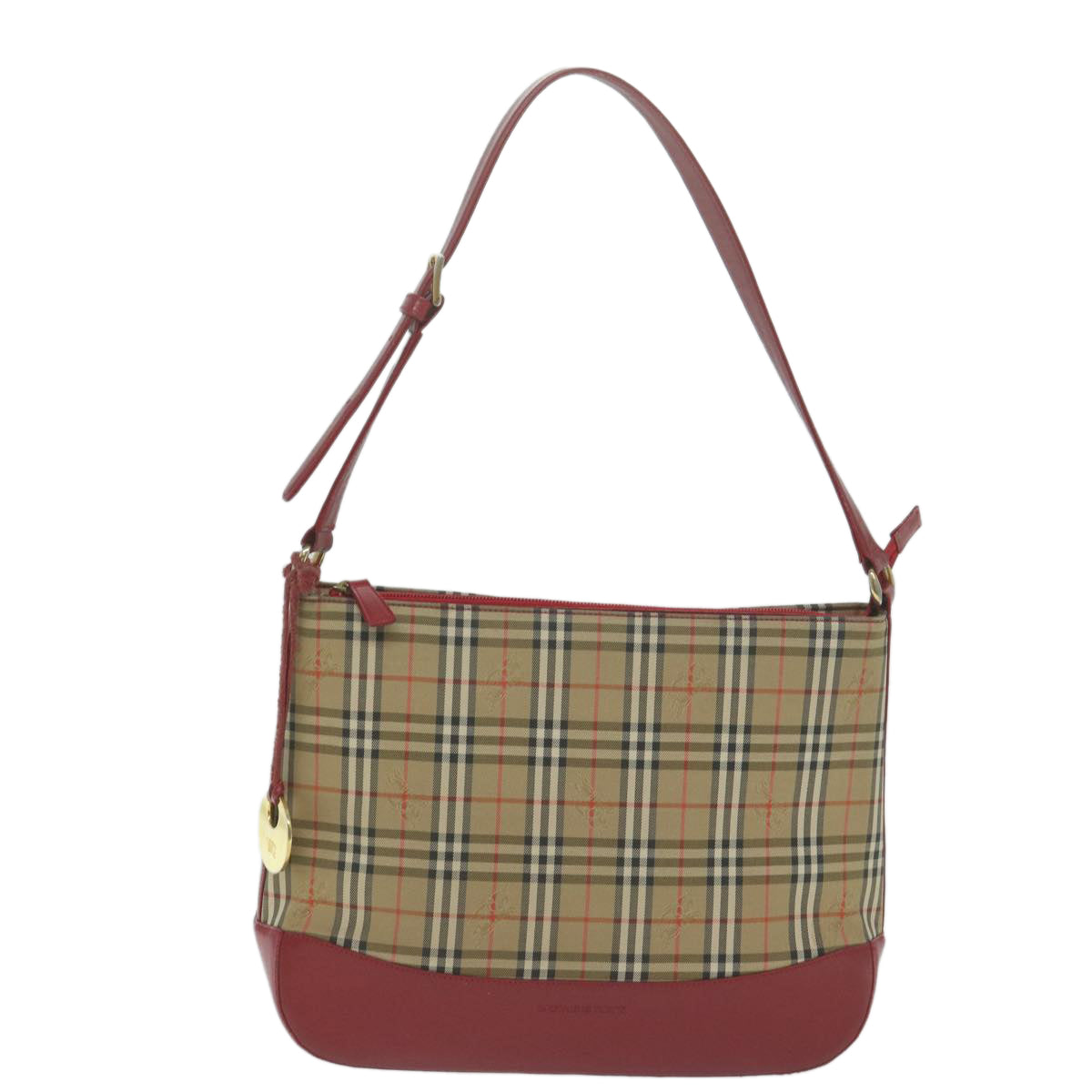 BURBERRY Nova Check Shoulder Bag Canvas Beige Auth 65000