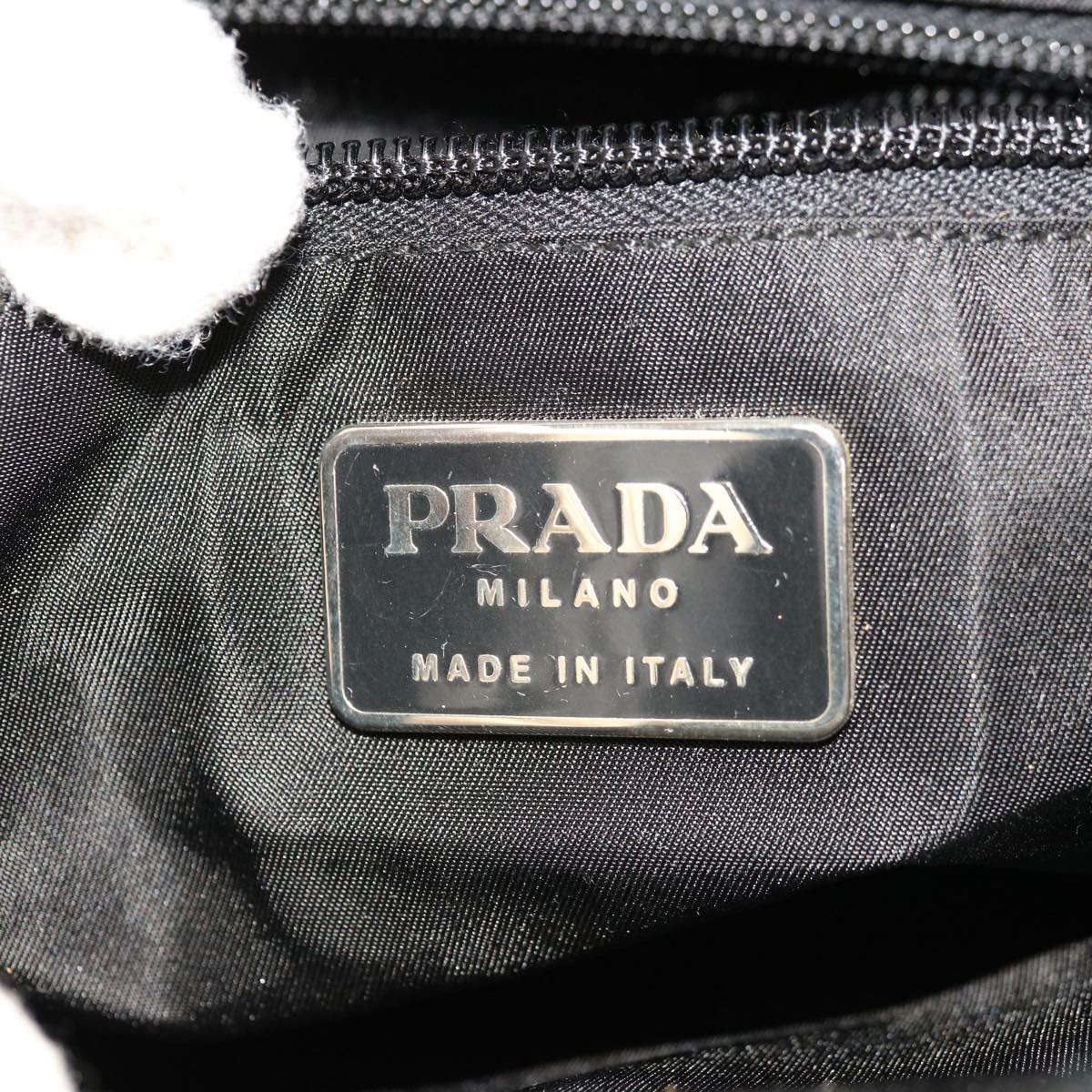 PRADA Hand Bag Nylon Black Auth 65010