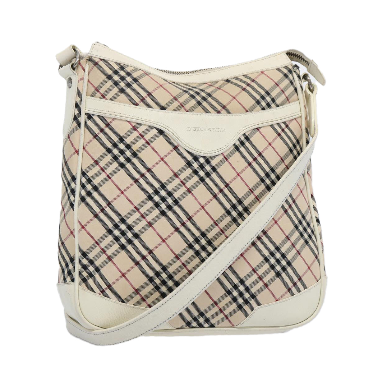 BURBERRY Nova Check Shoulder Bag Nylon Canvas Beige Auth 65017