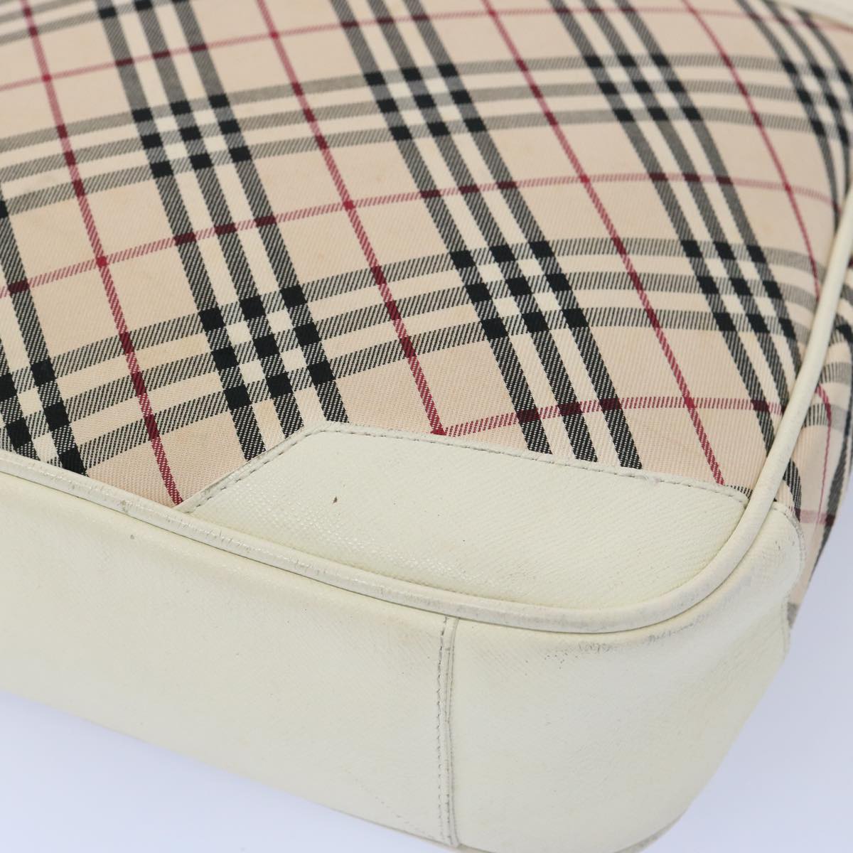 BURBERRY Nova Check Shoulder Bag Nylon Canvas Beige Auth 65017