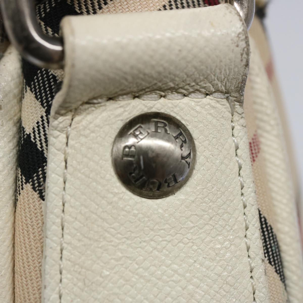 BURBERRY Nova Check Shoulder Bag Nylon Canvas Beige Auth 65017