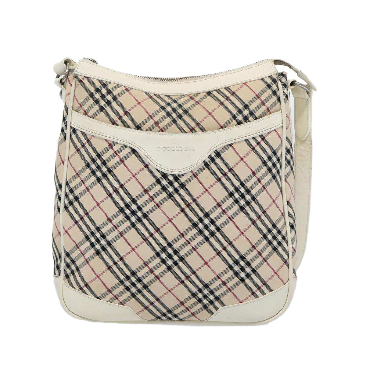 BURBERRY Nova Check Shoulder Bag Nylon Canvas Beige Auth 65017