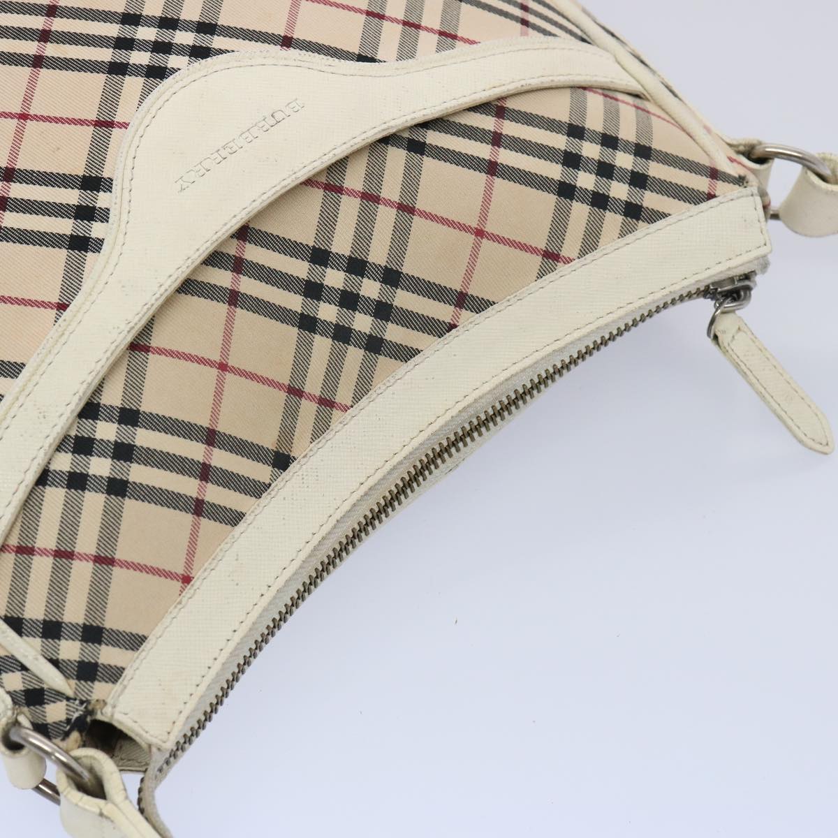 BURBERRY Nova Check Shoulder Bag Nylon Canvas Beige Auth 65017