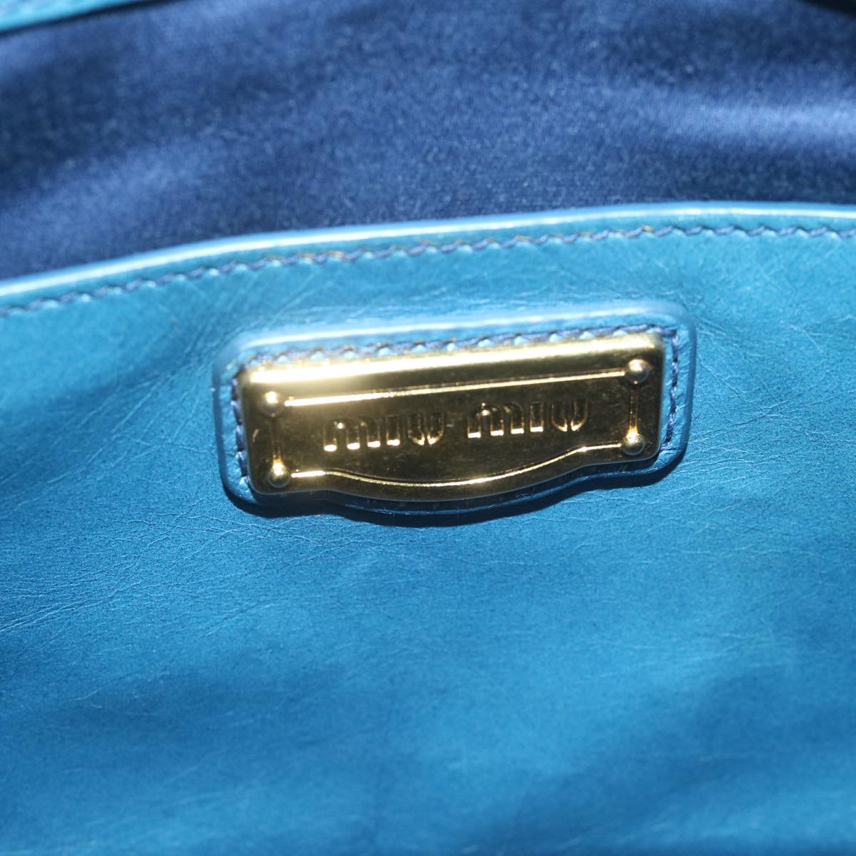 Miu Miu Hand Bag Leather 2way Blue Auth 65024