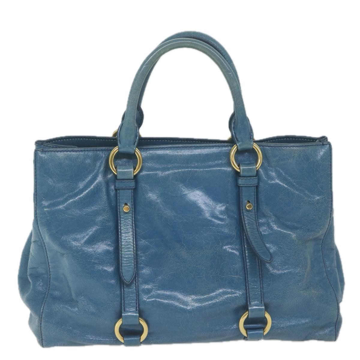 Miu Miu Hand Bag Leather 2way Blue Auth 65024 - 0